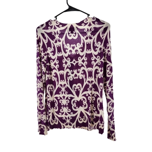 Victor Alfaro Women's Scroll Print 100% Wool Button-Up Cardigan Sweater - M - Picture 5 of 7